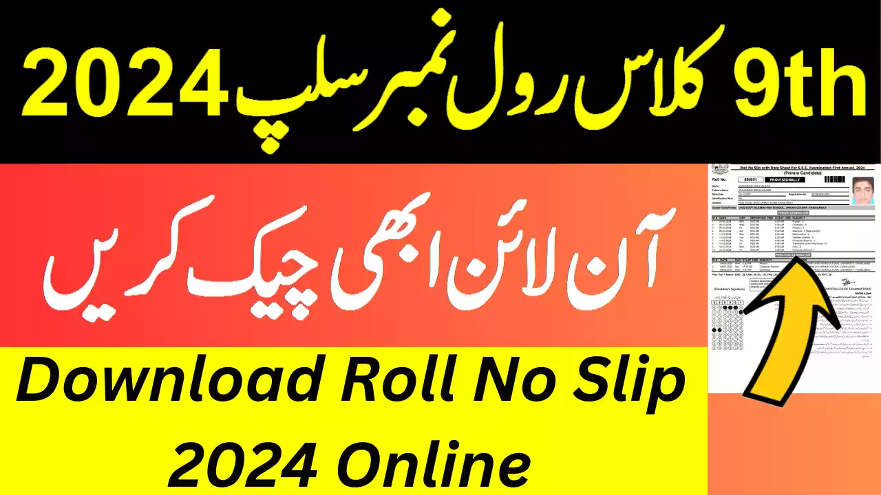 9Th Class Roll Number Slip 2024 Bise Malakand Board