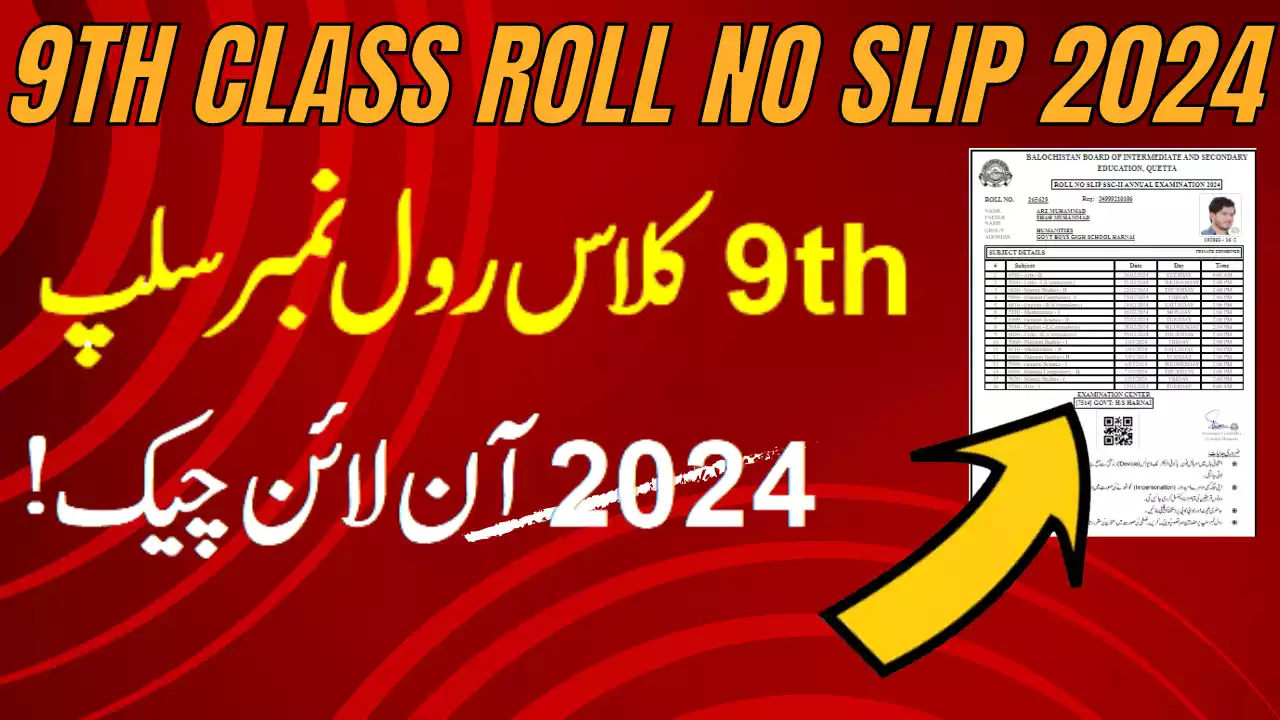 Roll No Slip For 9Th Class 2024 From Abbottabad Board