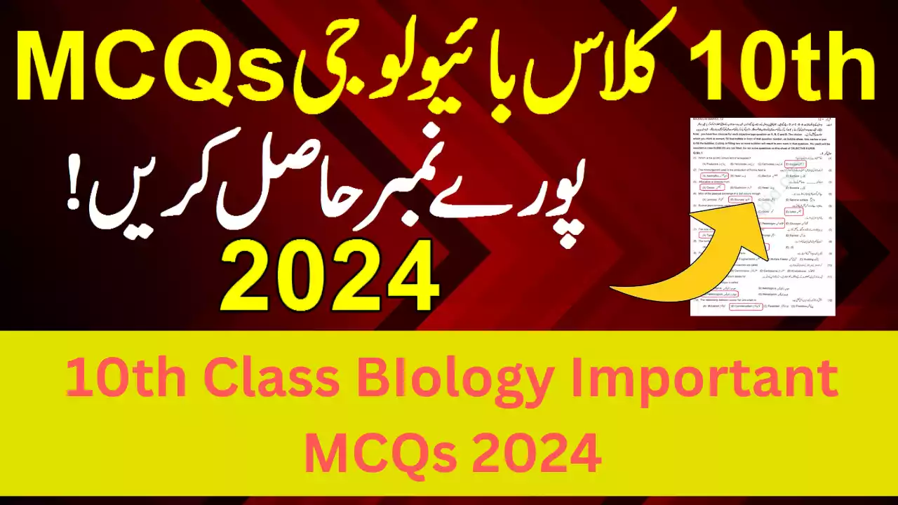 10Th Class Biology Guess Paper 2024 Solved Mcqs Pdf