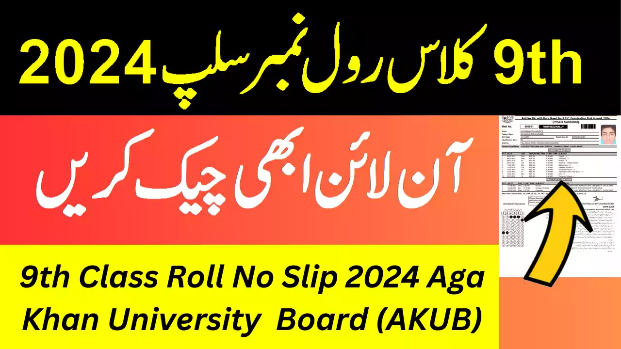 Aga Khan University Examination Board (Akueb) 9Th Class Roll Number Slip 2024