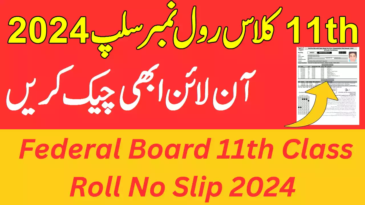 1St Year Roll Number Slip 2024 Federal Board | 11Th Class Roll Number Slip 2024 Federal Board