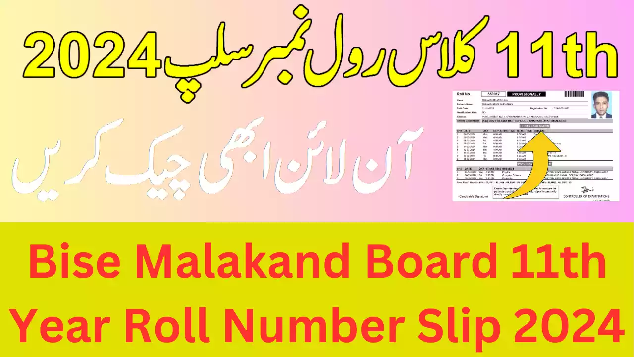 Bise Malakand Board 1St Year Roll Number Slip 2024