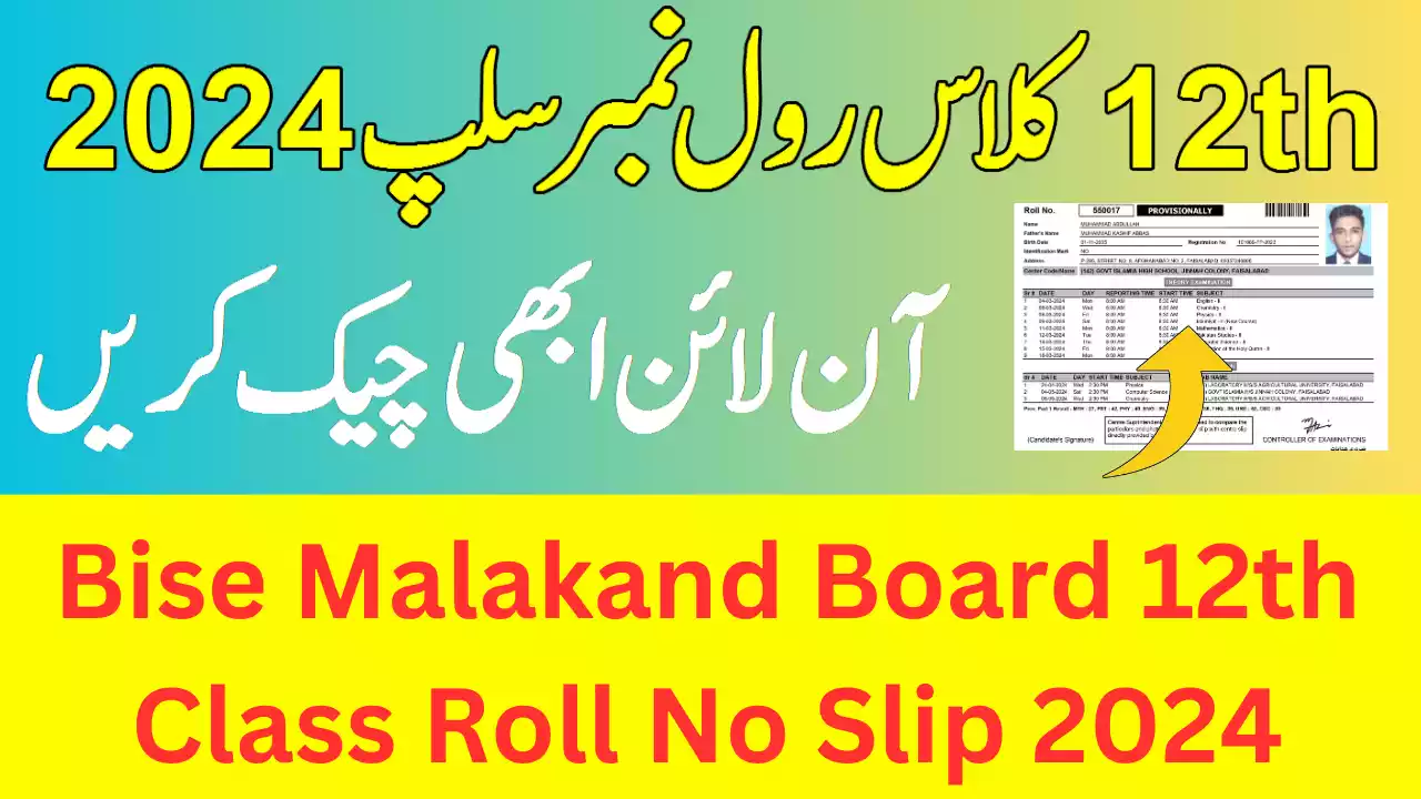 Bise Malakand Board 2Nd Year Roll Number Slip 2024, 12Th Class Roll Number Slip 2024 Bise Malakand Board
