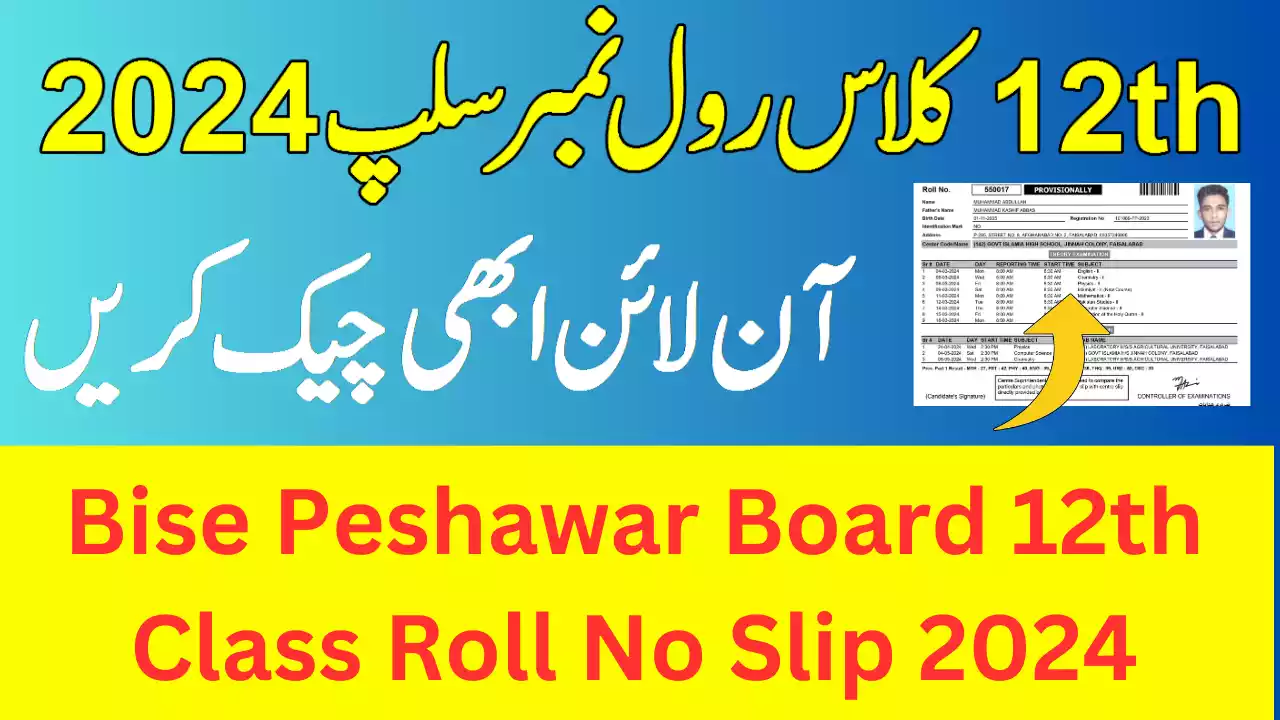 Bise Peshawar Board 12Th Class Roll Number Slip 2024, 2Nd Year Roll Number Slip 2024 Bise Peshawar Board