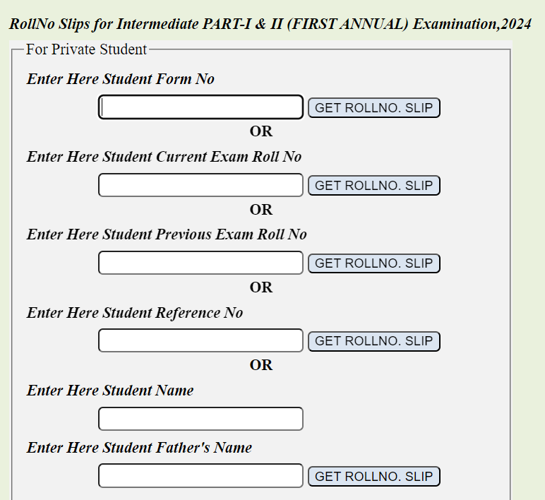 11th Class Roll Number Slip 2024 Download All Boards 1