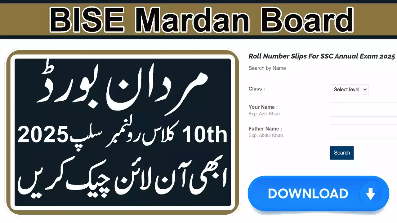 10th Class Roll No Slip 2025 BISE Mirpurkhas Board