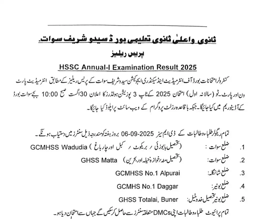 11Th Class Result 2025 Bise Swat Board 2 11Th And 12Th Class Result 2025 Bise Swat Board 1