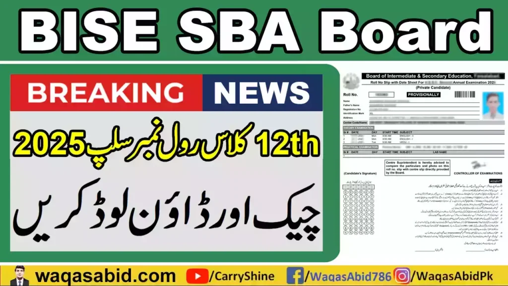 Bise Shaheed Benazirabad (Bisesba) Board 12Th Class Roll No Slip 2025 6 Bise Shaheed Benazirabad (Bisesba) Board 12Th Class Roll No Slip 2025