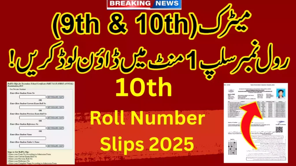 How To Download 10Th Class Roll Number Slip 2025 For Lahore Board Matric Exams 2025