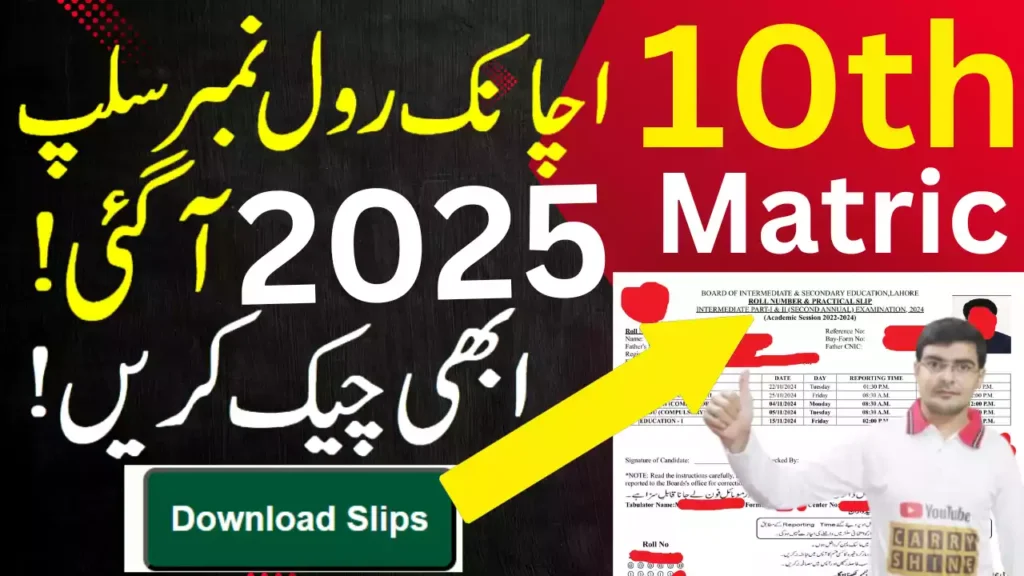 How To Download The 2025 Class 10 Roll Number Slip For Lahore Matric Exams 2025