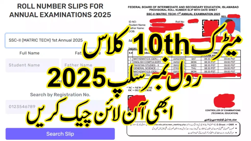 Roll Number Slips For Private Students In Class 10 At Bise Lahore, 2025